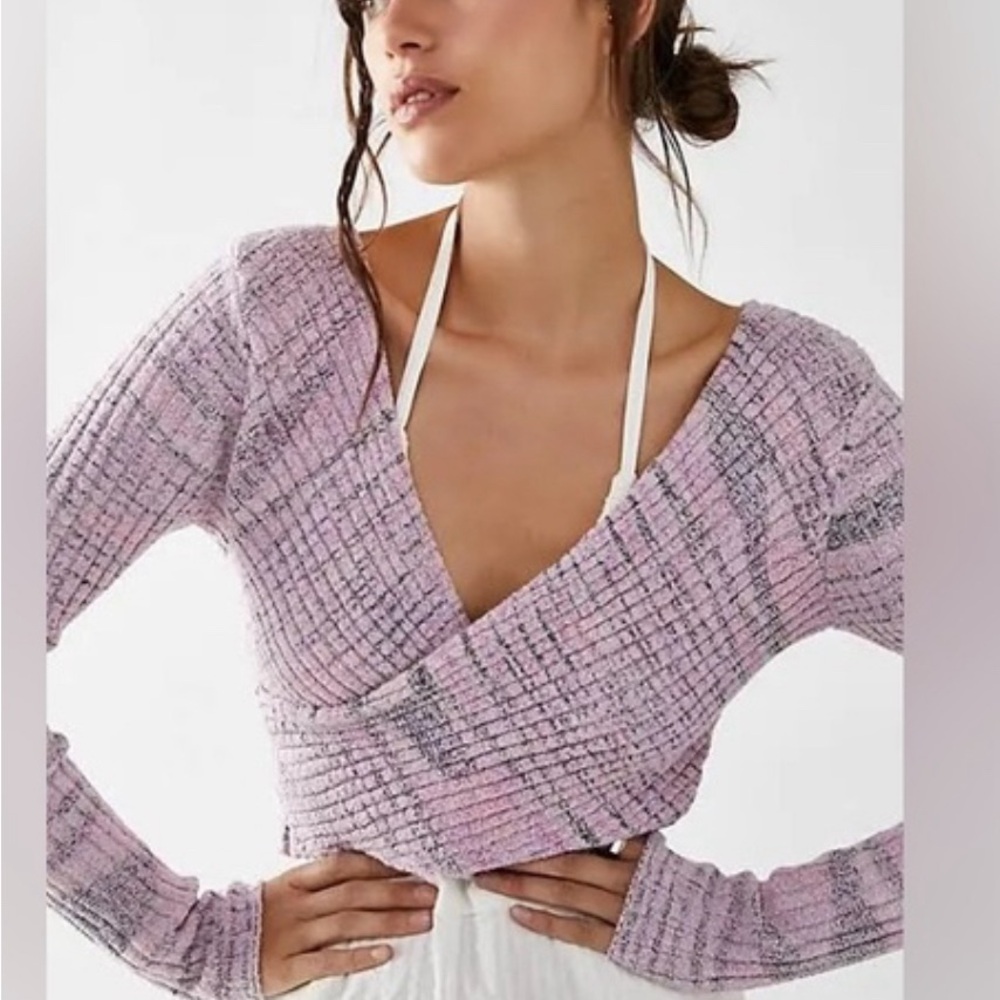 Free People Purple Wrap Sweater